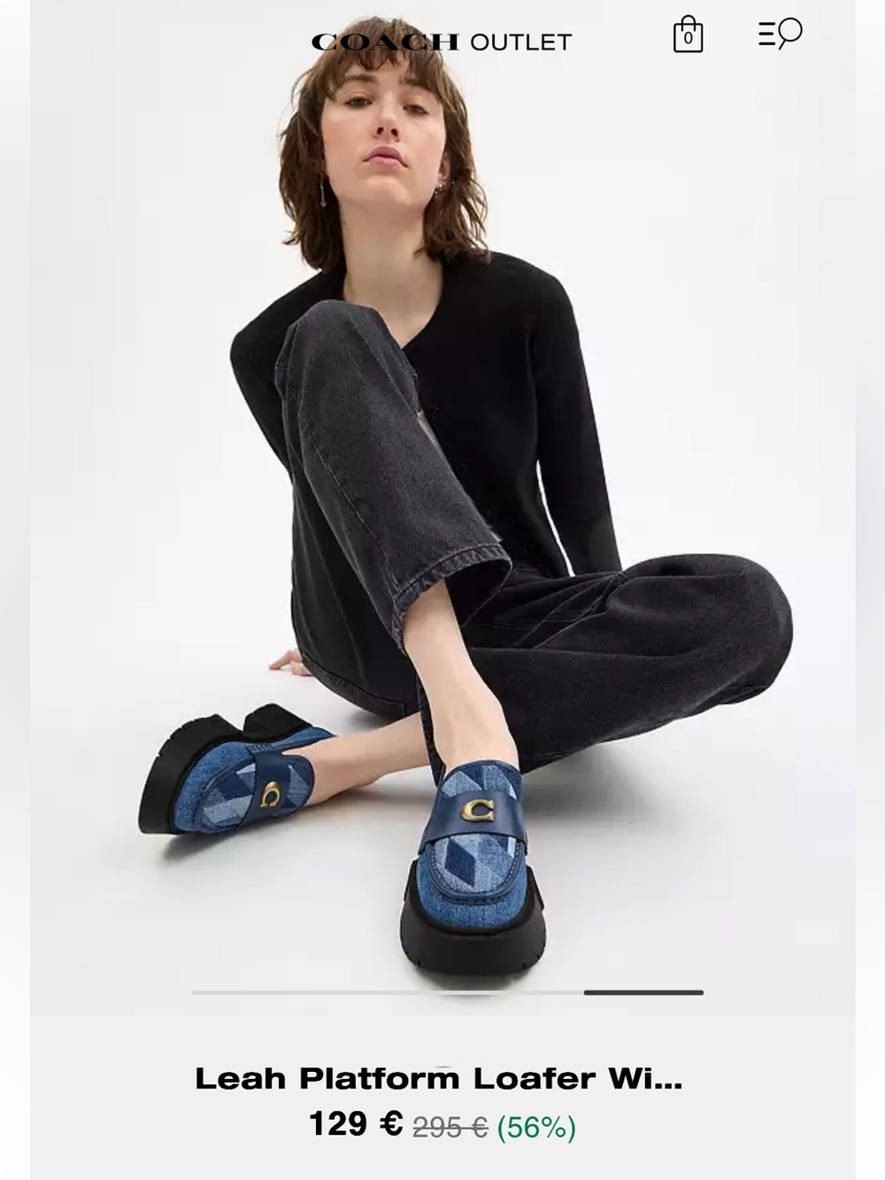 Coach Denim Leah Platform Loafer With Quilting - Picture 2 of 15